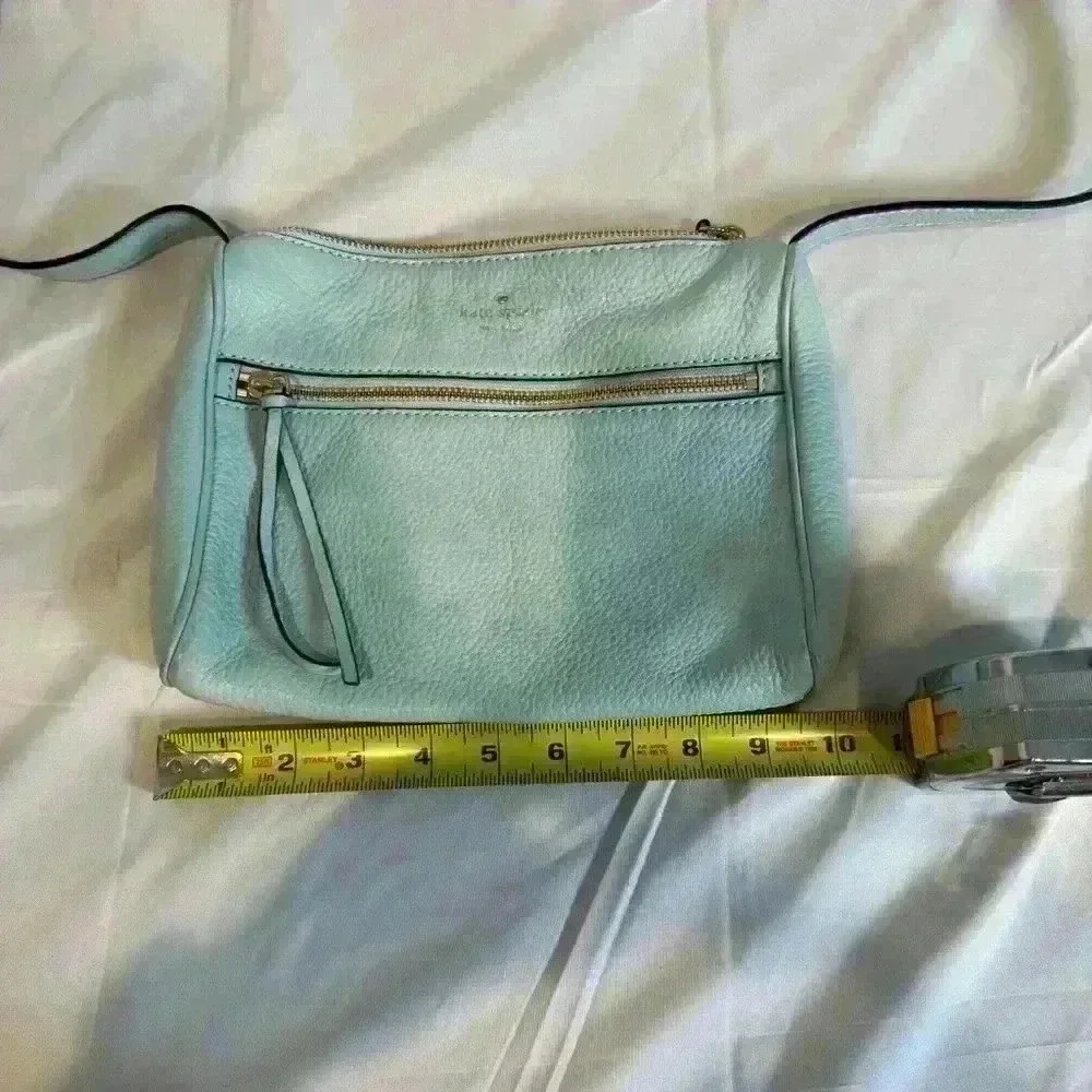 Kate Spade Leather Crossbody - Aqua Blue with front zipper
